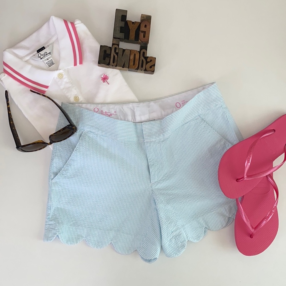 🌴LILLY PULITZER ‘The Buttercup Short’ in Green & White Seersucker